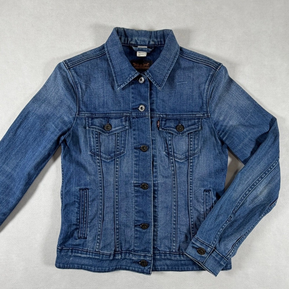 Levis Womens Medium Wash Denim Trucker Jacket Blue Type 3 Size Medium